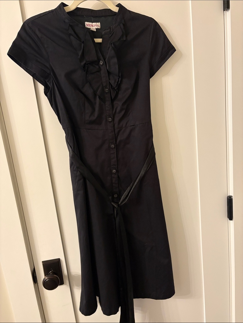 Merona Black Ruffle-Front Midi Dress